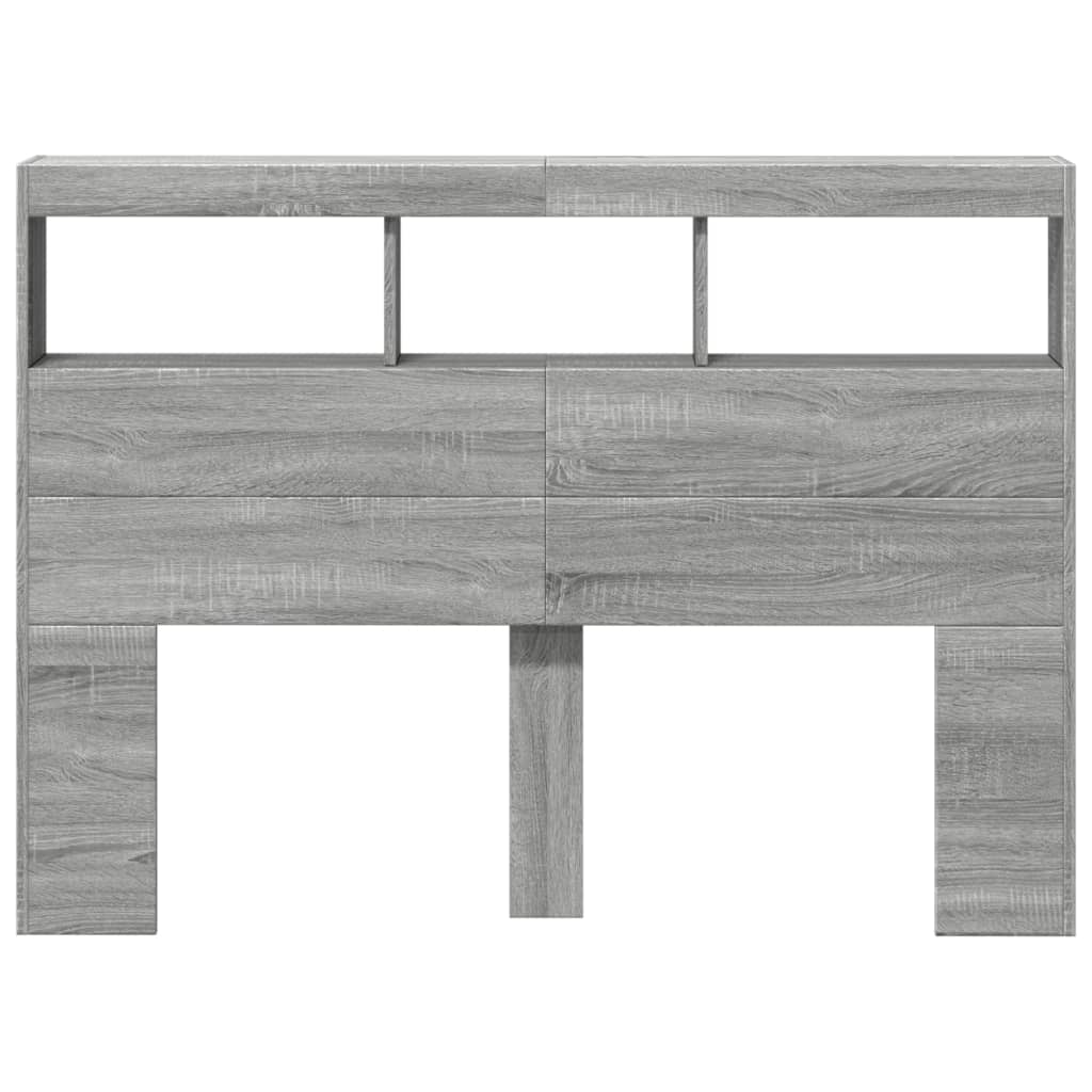 Grey Sonoma LED Headboard Cabinet - 140x17x102 cm