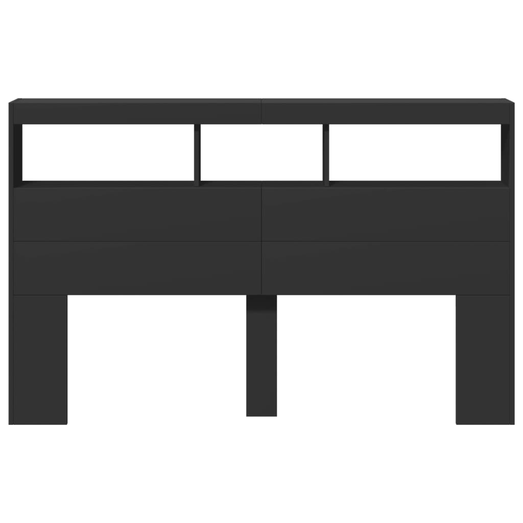 LED Black Headboard Cabinet 160x17x102 cm - Sleek & Modern Design