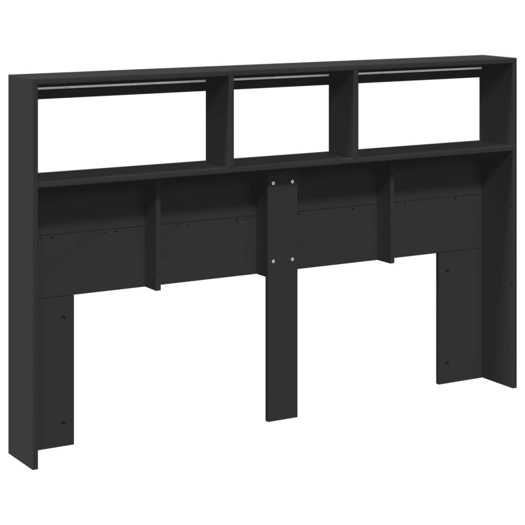 LED Black Headboard Cabinet 160x17x102 cm - Sleek & Modern Design