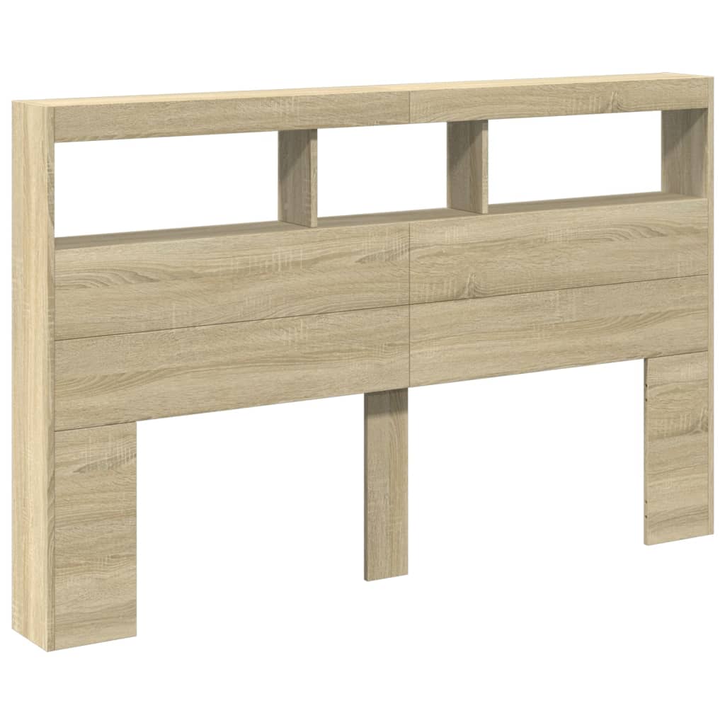 Sonoma Oak LED Headboard Cabinet 160x17x102 cm | Stylish Bedroom Storage