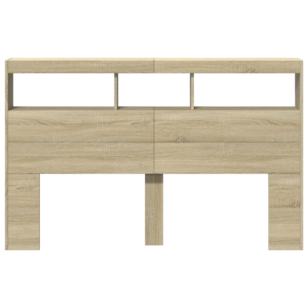 Sonoma Oak LED Headboard Cabinet 160x17x102 cm | Stylish Bedroom Storage