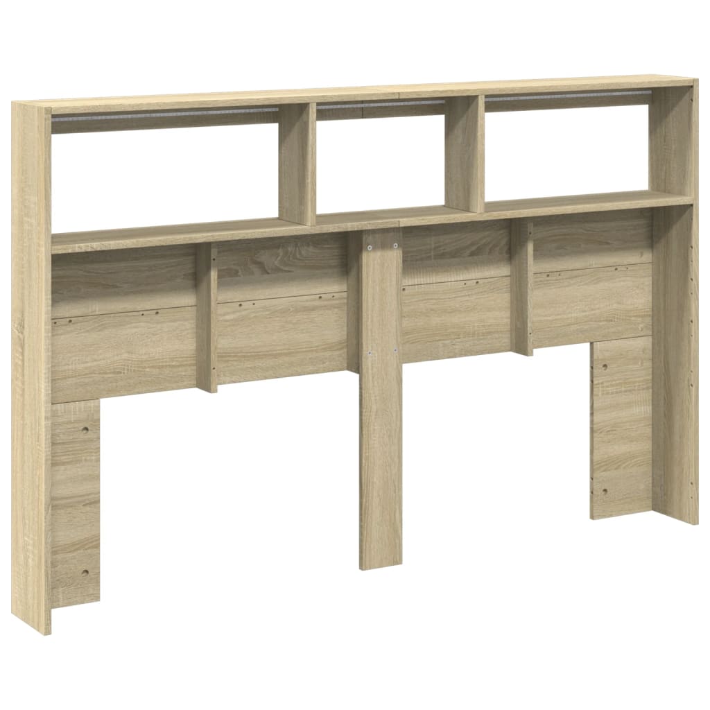 Sonoma Oak LED Headboard Cabinet 160x17x102 cm | Stylish Bedroom Storage