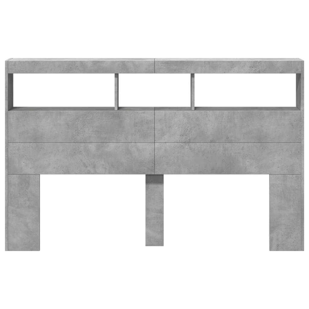 Concrete Grey LED Headboard Cabinet 160x17x102 cm