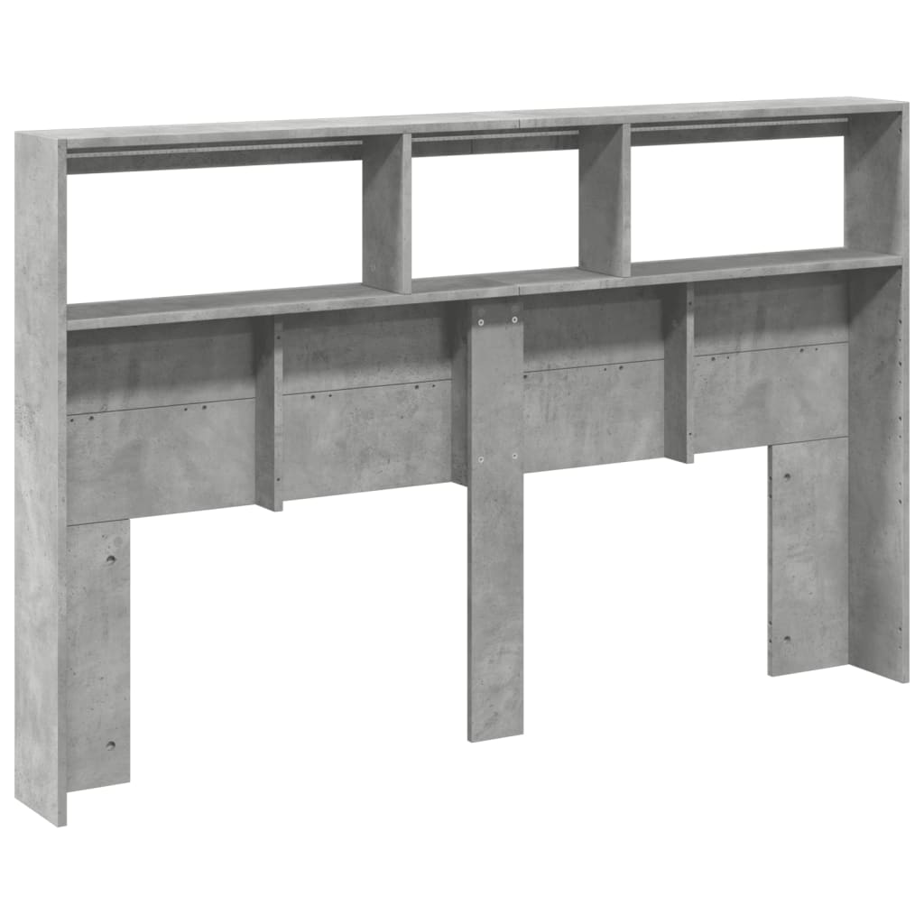 Concrete Grey LED Headboard Cabinet 160x17x102 cm
