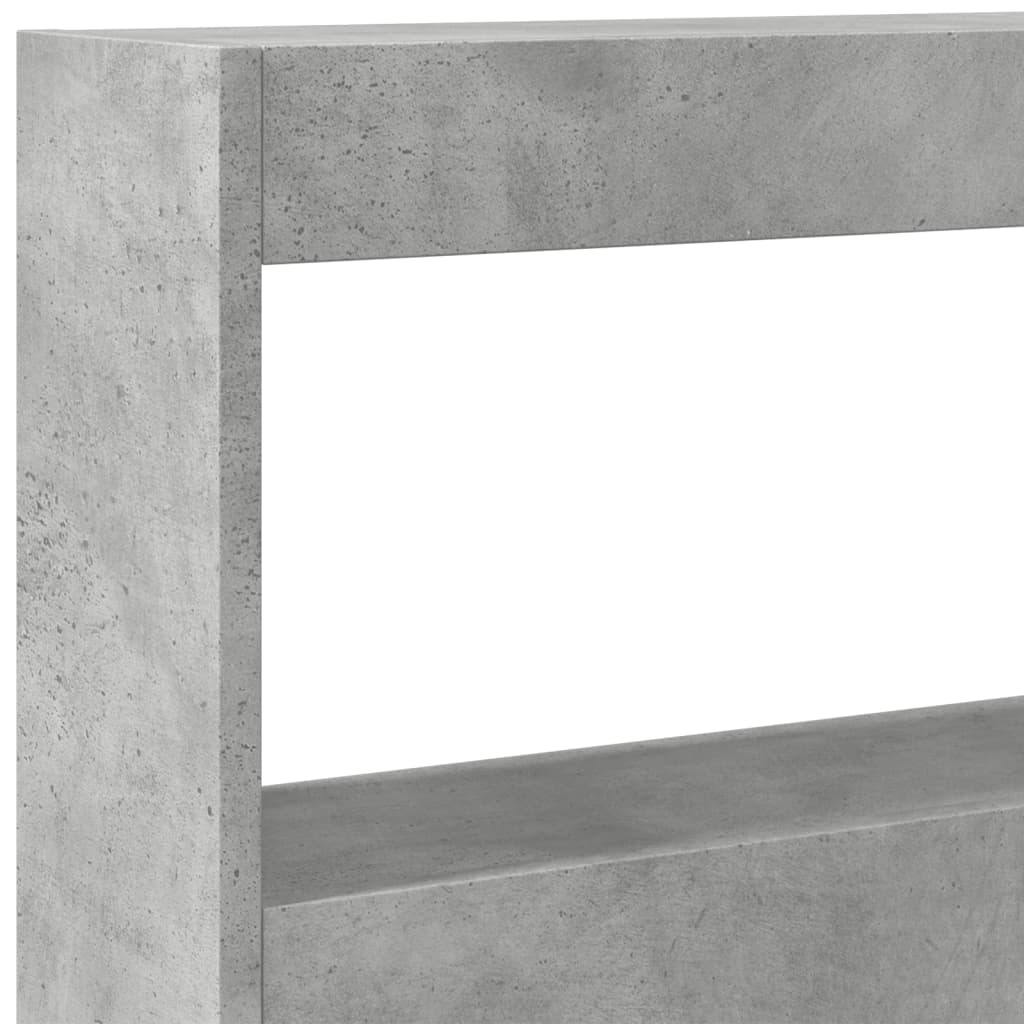 Concrete Grey LED Headboard Cabinet 160x17x102 cm