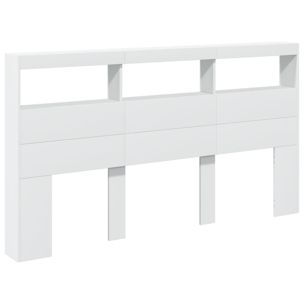 LED Headboard Cabinet White 180x17x102 cm - Stylish Storage Solution