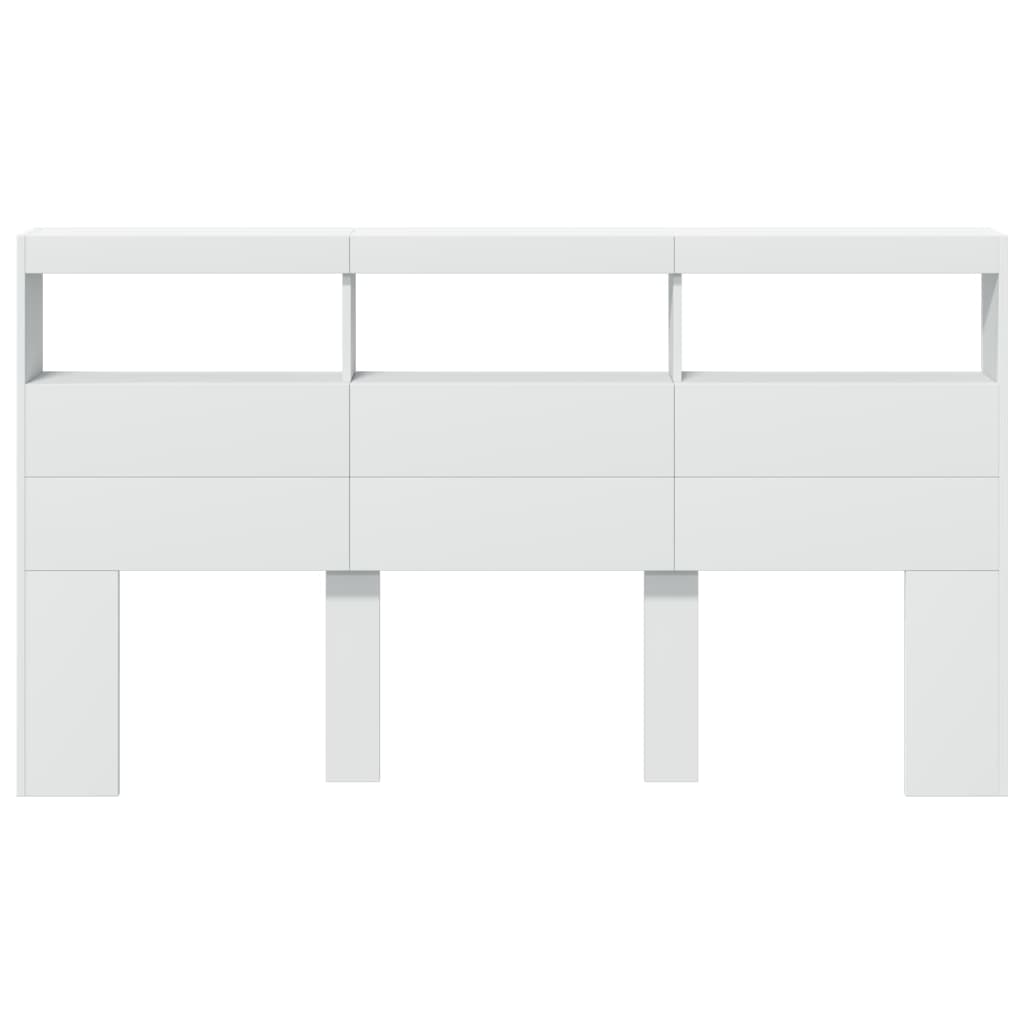 LED Headboard Cabinet White 180x17x102 cm - Stylish Storage Solution