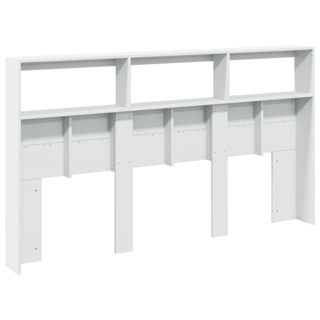 LED Headboard Cabinet White 180x17x102 cm - Stylish Storage Solution