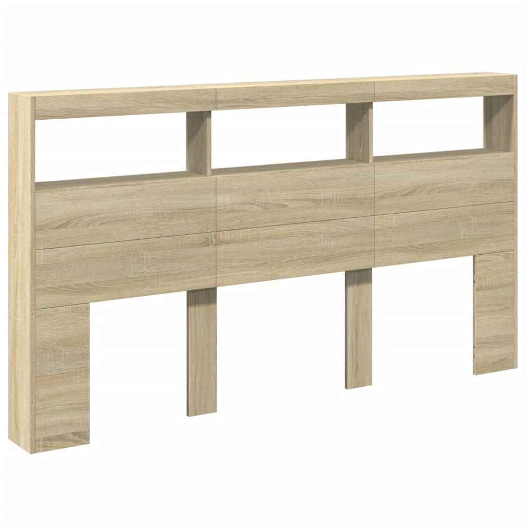 Sonoma Oak Headboard Cabinet with LED 180x17x102 cm