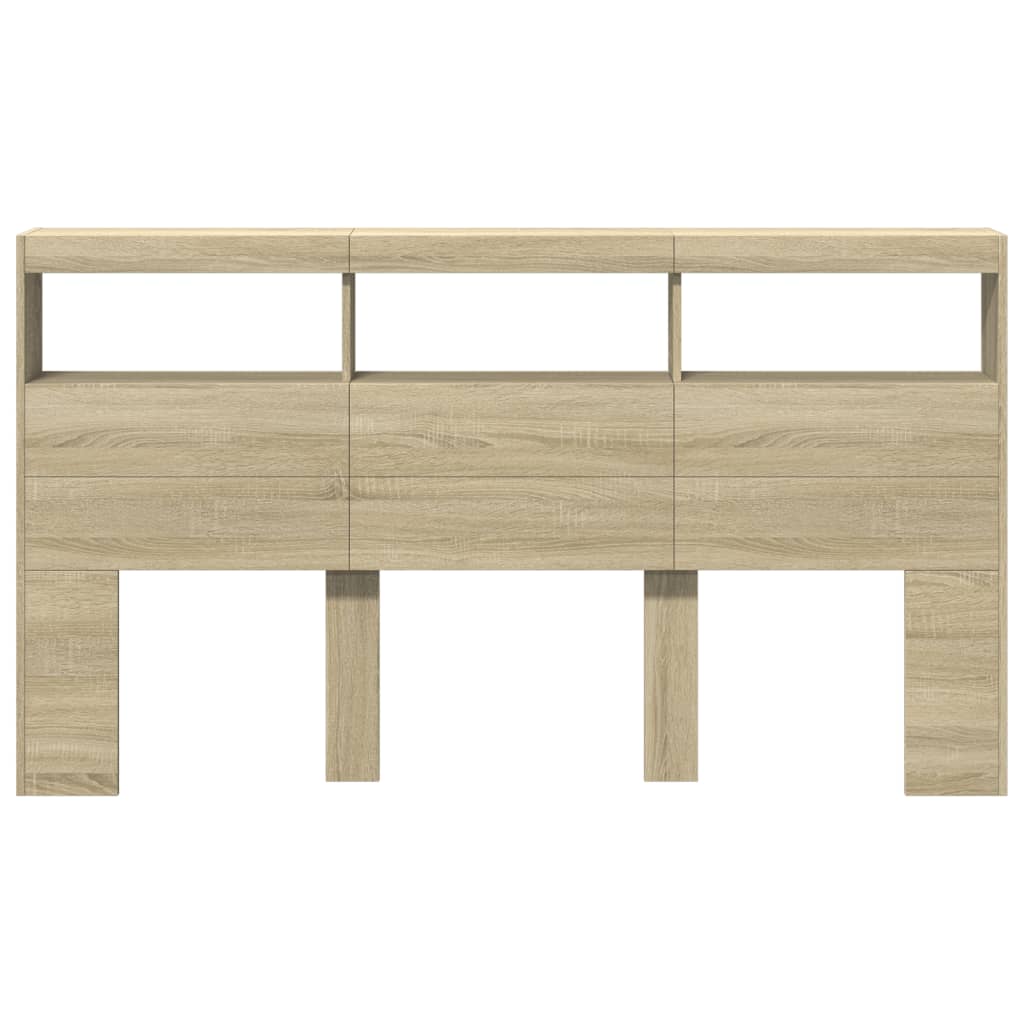 Sonoma Oak Headboard Cabinet with LED 180x17x102 cm