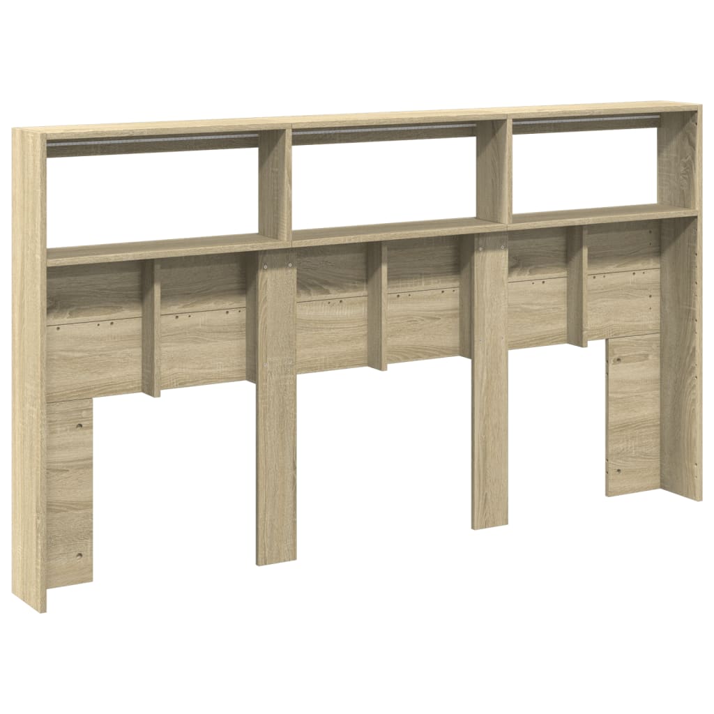 Sonoma Oak Headboard Cabinet with LED 180x17x102 cm