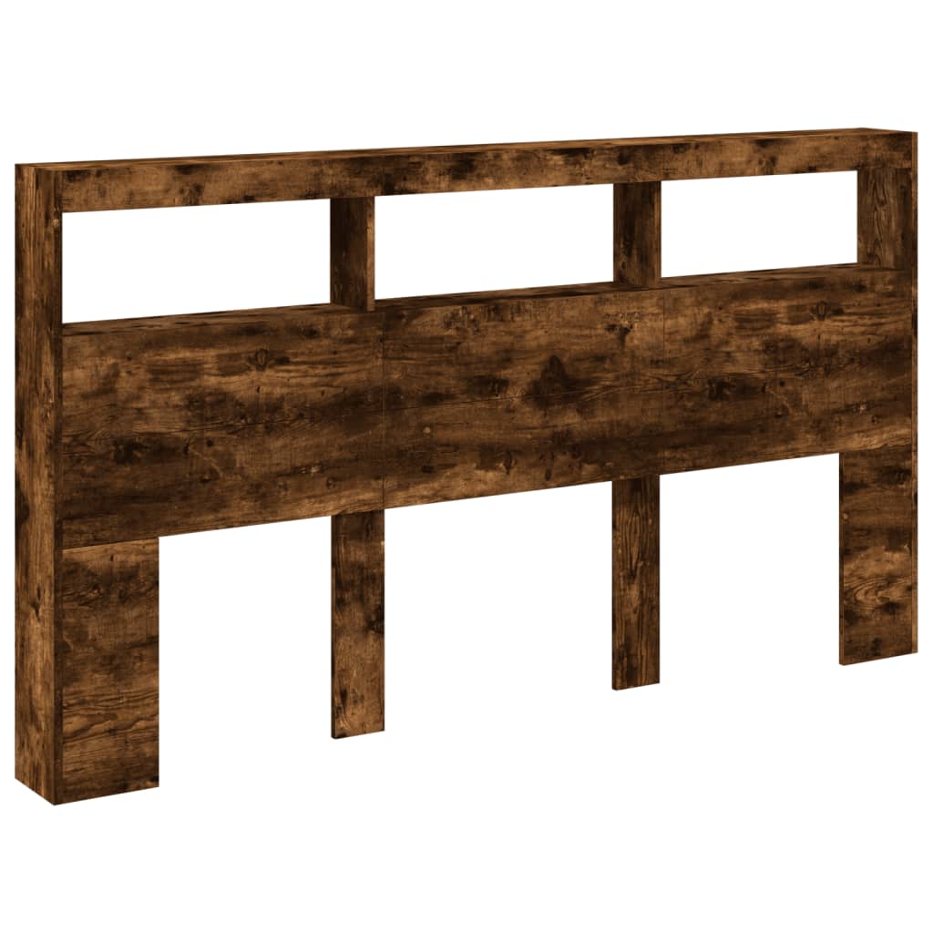 LED Headboard Cabinet in Smoked Oak - 180x17x102 cm