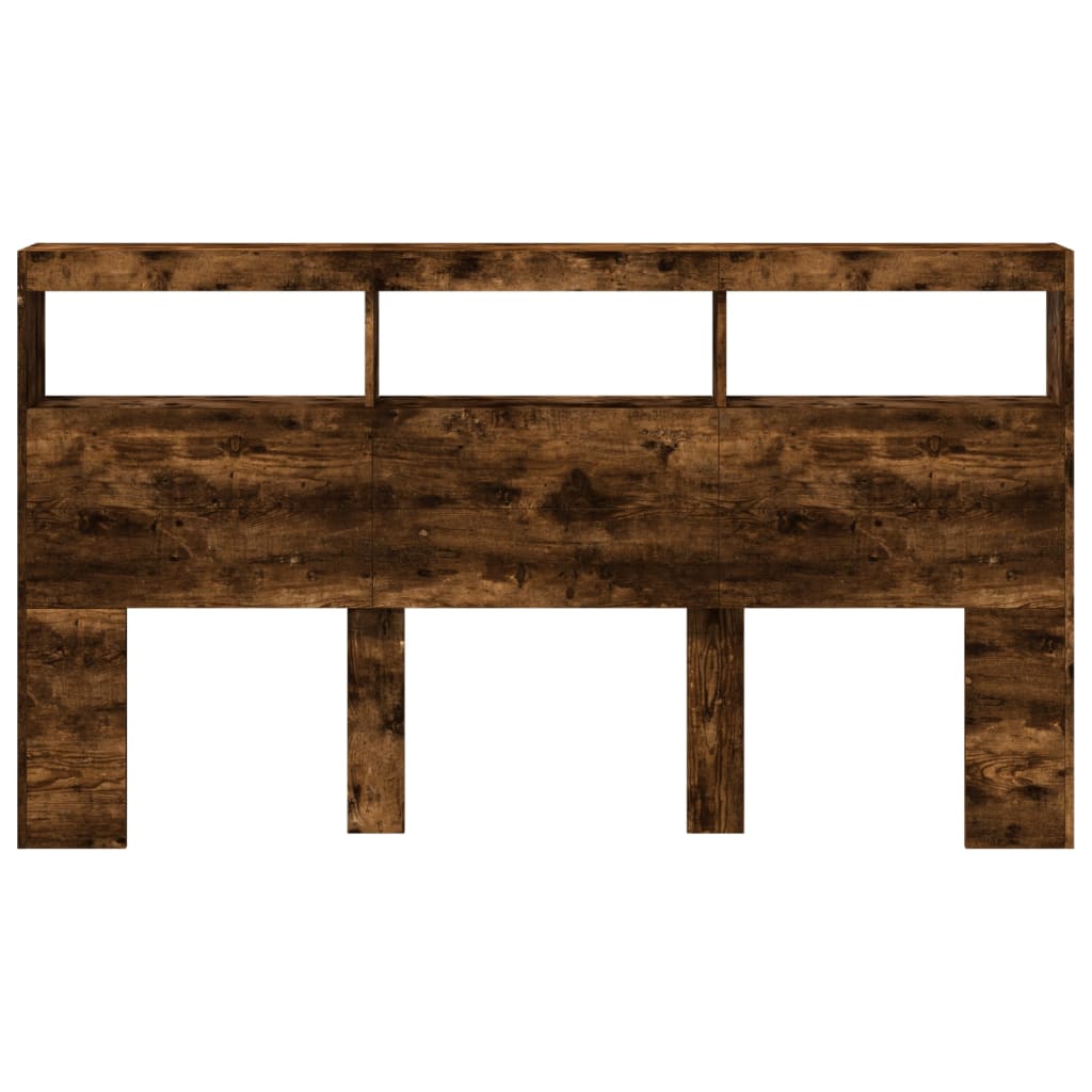 LED Headboard Cabinet in Smoked Oak - 180x17x102 cm