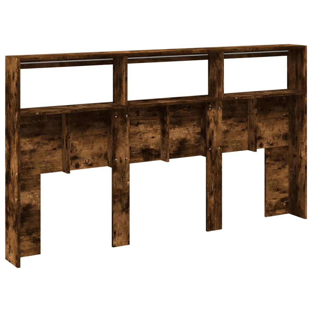 LED Headboard Cabinet in Smoked Oak - 180x17x102 cm