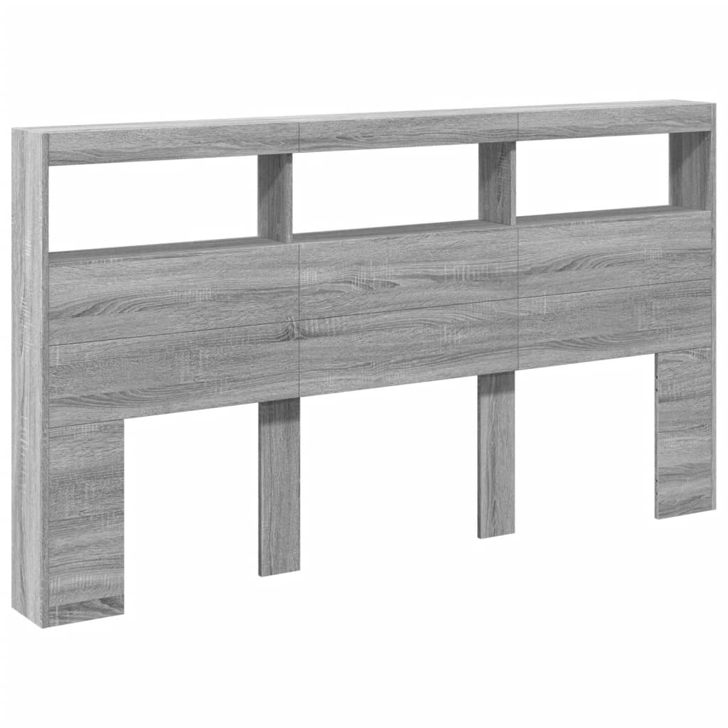 LED Grey Sonoma Headboard Cabinet 180x17x102 cm - Stylish Storage