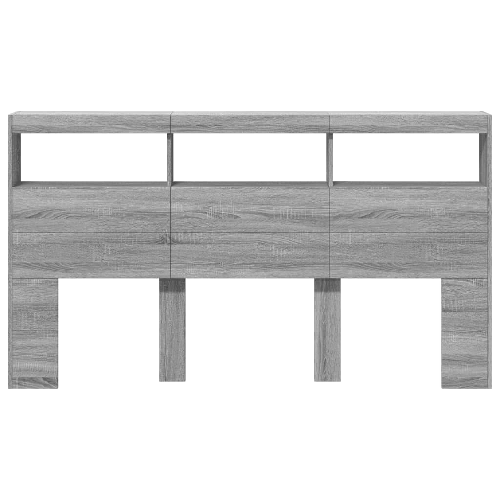 LED Grey Sonoma Headboard Cabinet 180x17x102 cm - Stylish Storage