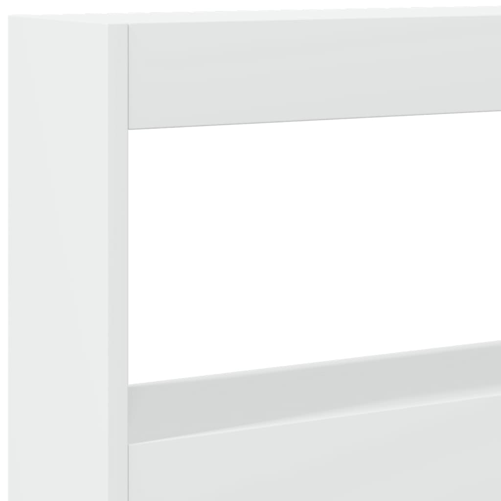 White Headboard Cabinet with LED Lights, Wood, 200x17x102 cm