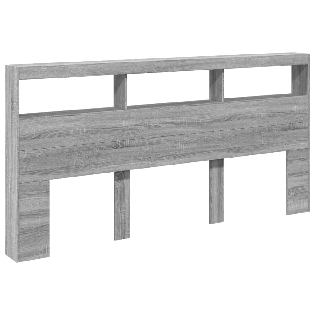 LED Grey Sonoma Headboard Cabinet, 200x17x102 cm - Stylish Storage