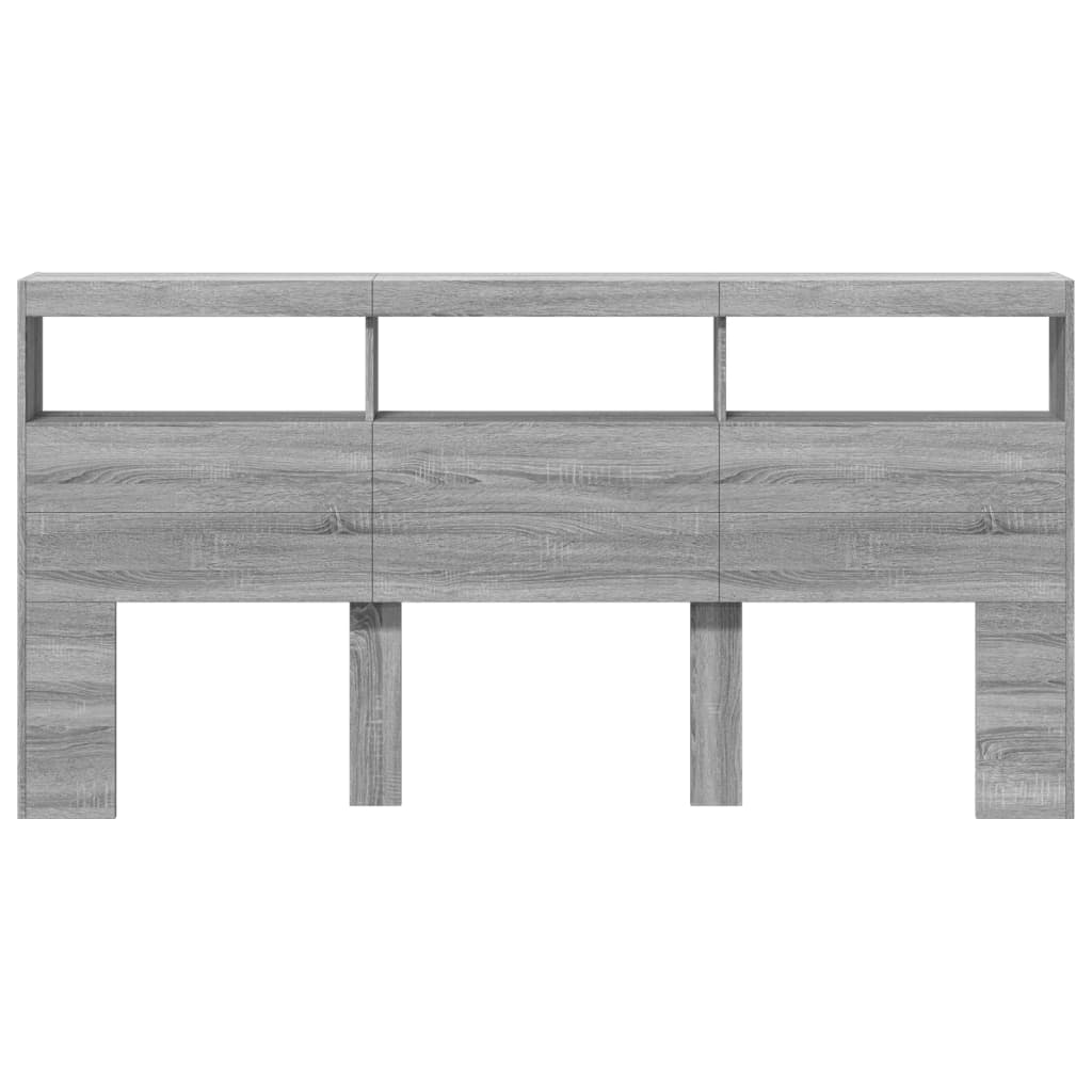 LED Grey Sonoma Headboard Cabinet, 200x17x102 cm - Stylish Storage