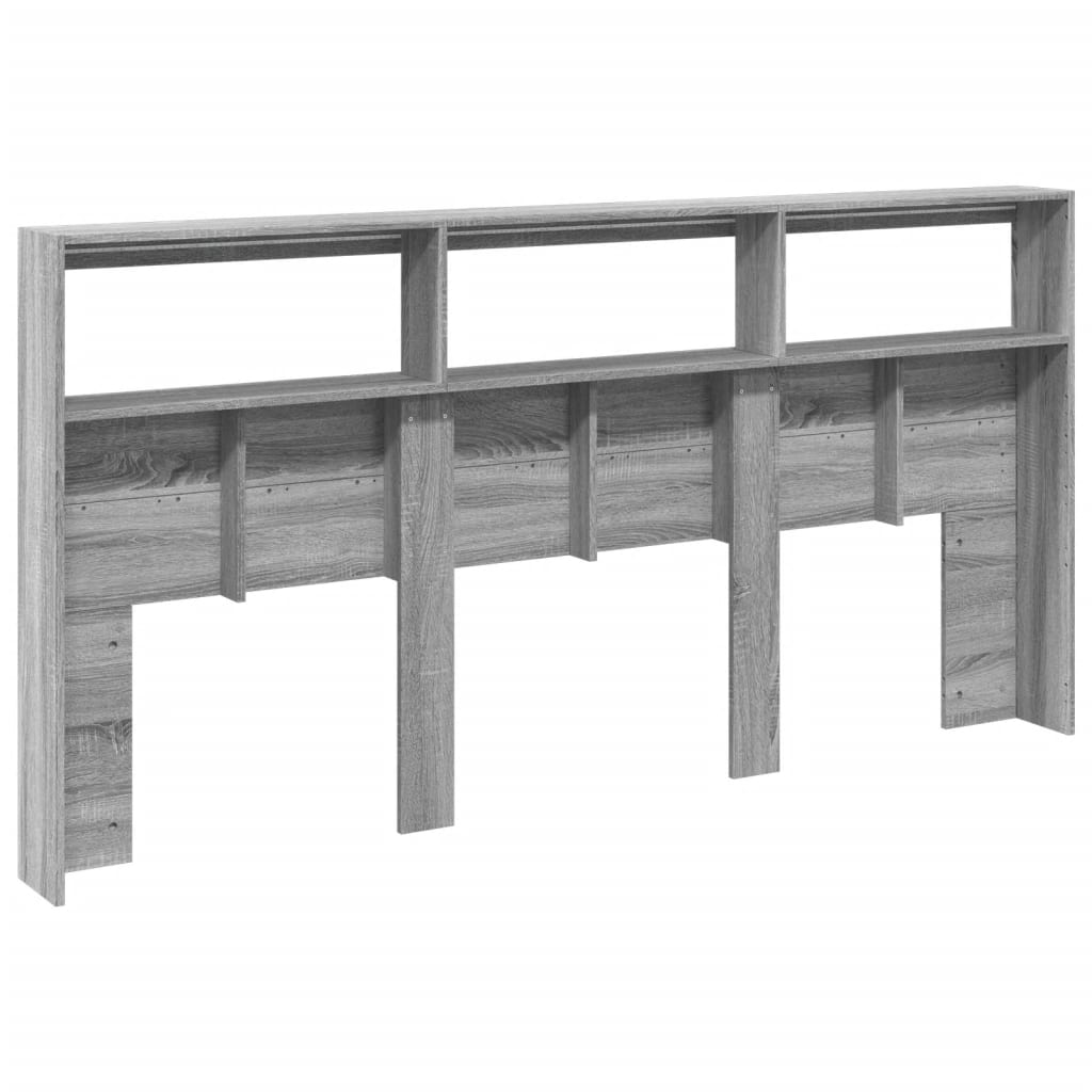 LED Grey Sonoma Headboard Cabinet, 200x17x102 cm - Stylish Storage