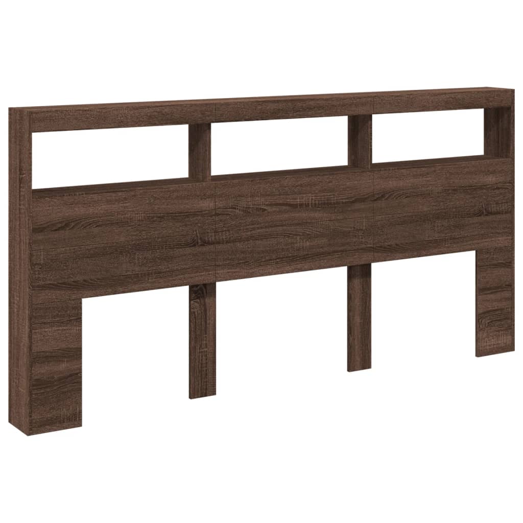 LED Brown Oak Headboard Cabinet, 200x17x102 cm - Stylish & Functional