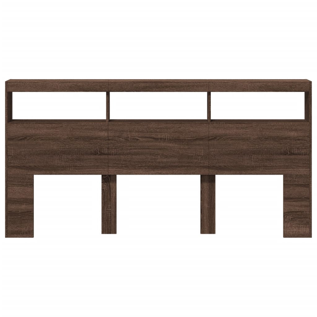 LED Brown Oak Headboard Cabinet, 200x17x102 cm - Stylish & Functional