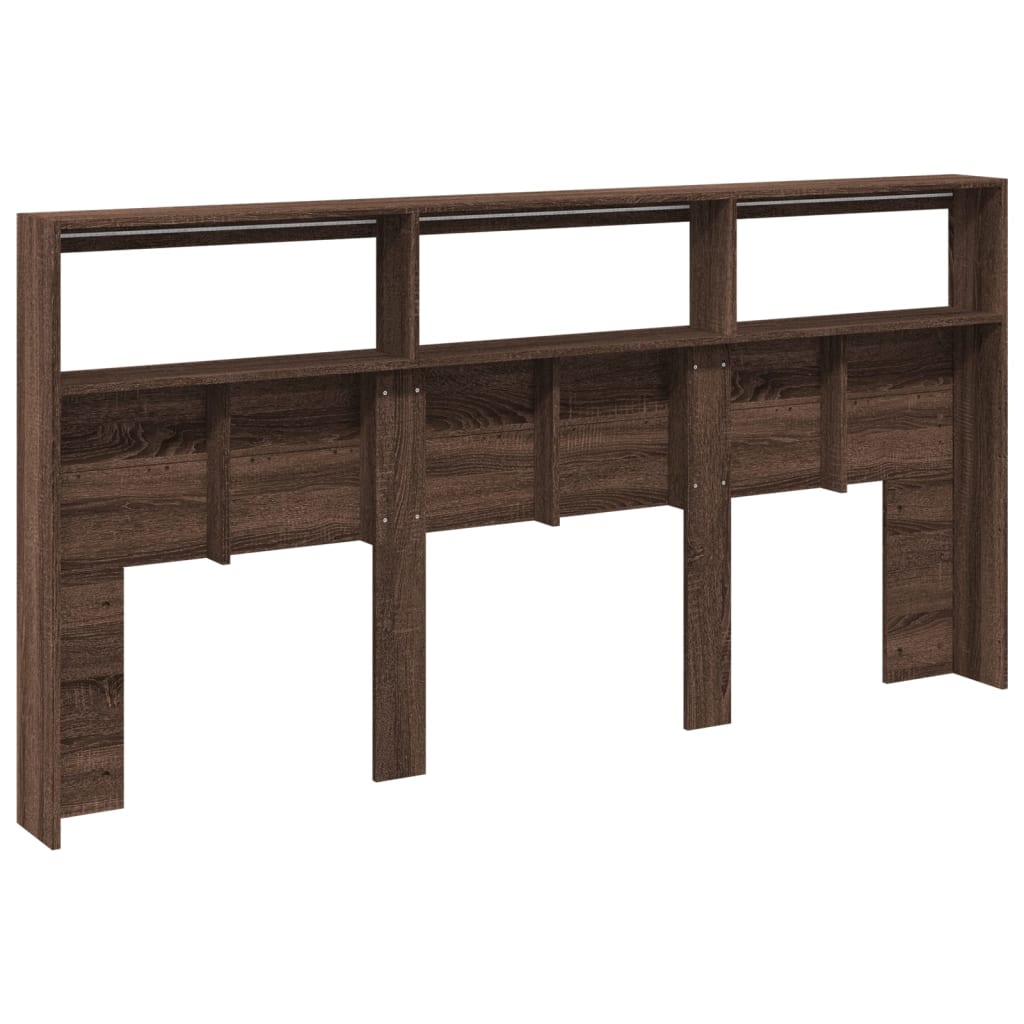 LED Brown Oak Headboard Cabinet, 200x17x102 cm - Stylish & Functional