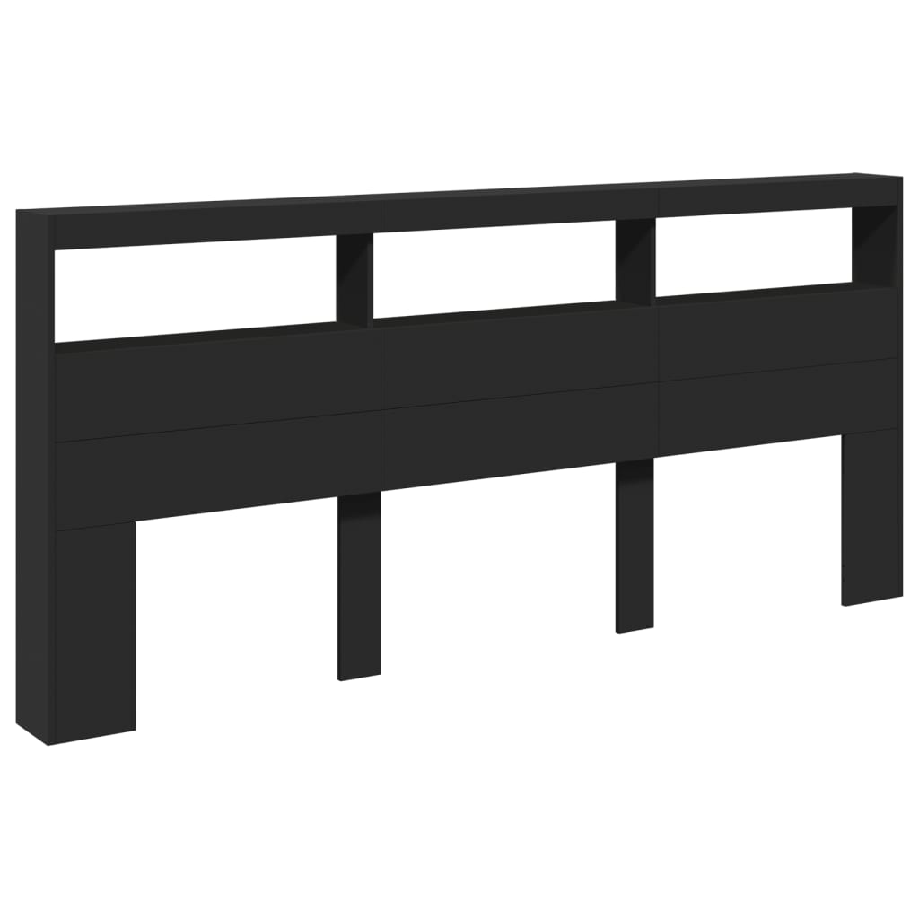 LED Headboard Cabinet Black 220x17x102 cm - Stylish & Functional