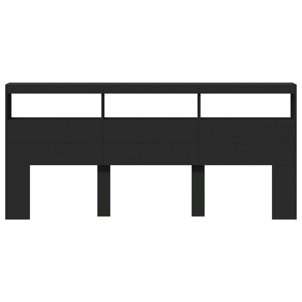 LED Headboard Cabinet Black 220x17x102 cm - Stylish & Functional