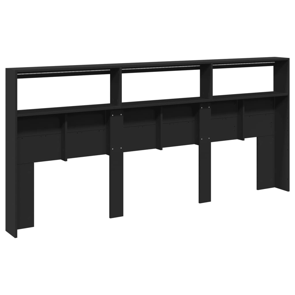 LED Headboard Cabinet Black 220x17x102 cm - Stylish & Functional