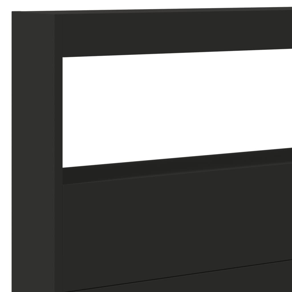 LED Headboard Cabinet Black 220x17x102 cm - Stylish & Functional