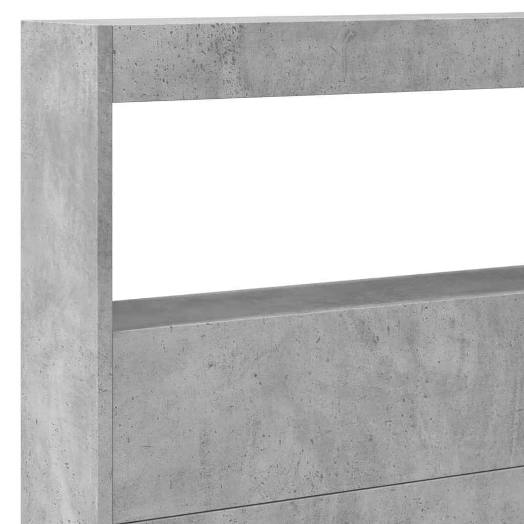 LED Headboard Cabinet - Concrete Grey, 220x17x102 cm
