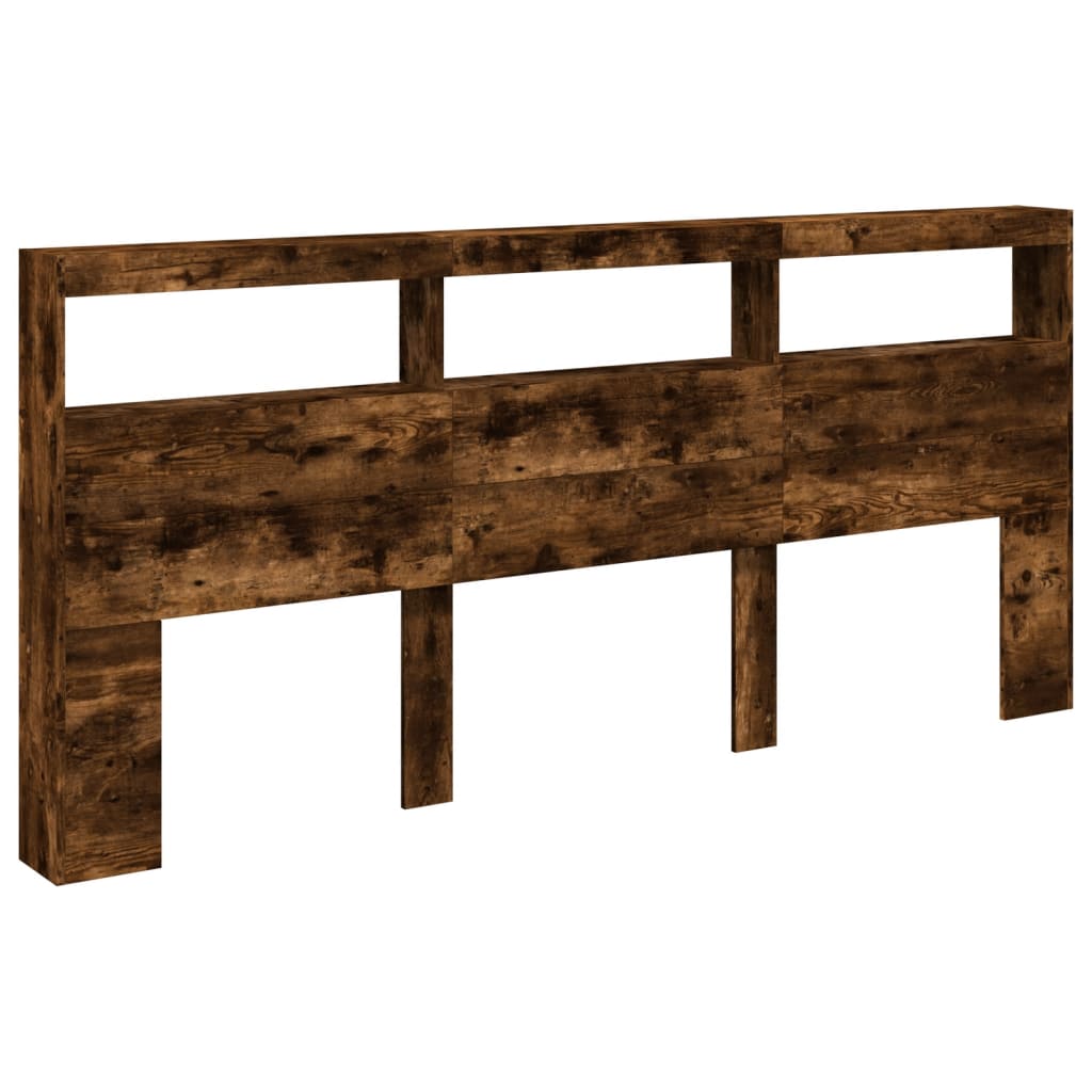 LED Smoked Oak Headboard Cabinet 220x17x102 cm - Elegant Storage