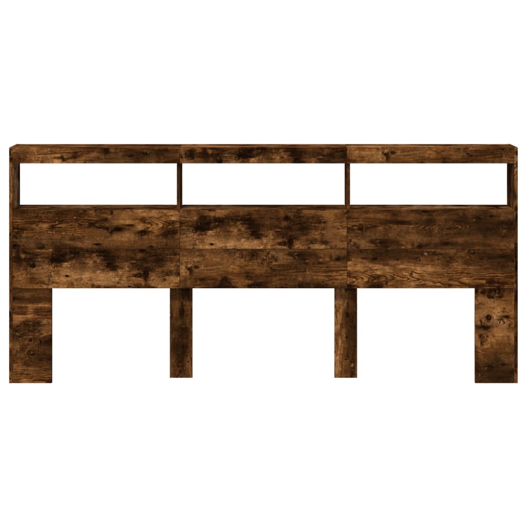 LED Smoked Oak Headboard Cabinet 220x17x102 cm - Elegant Storage