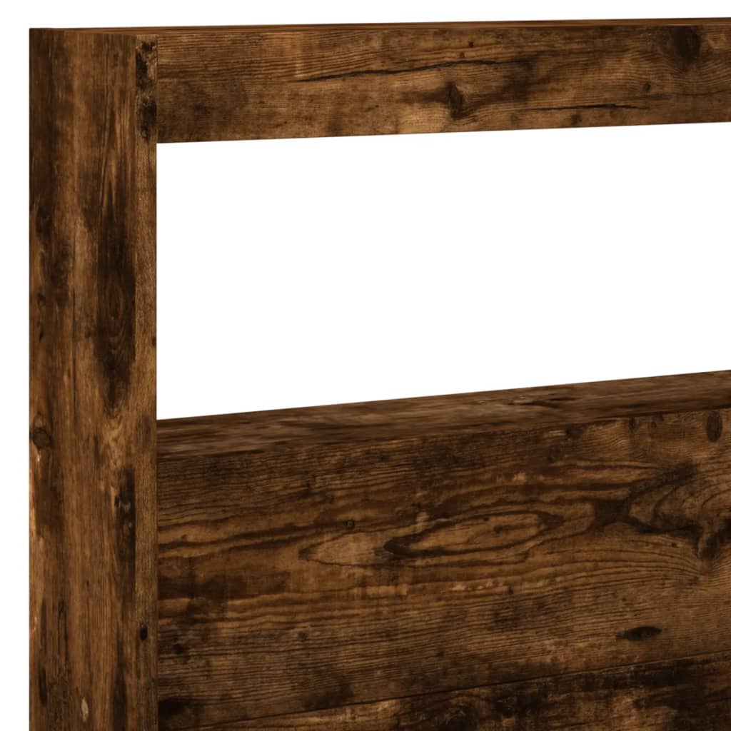 LED Smoked Oak Headboard Cabinet 220x17x102 cm - Elegant Storage