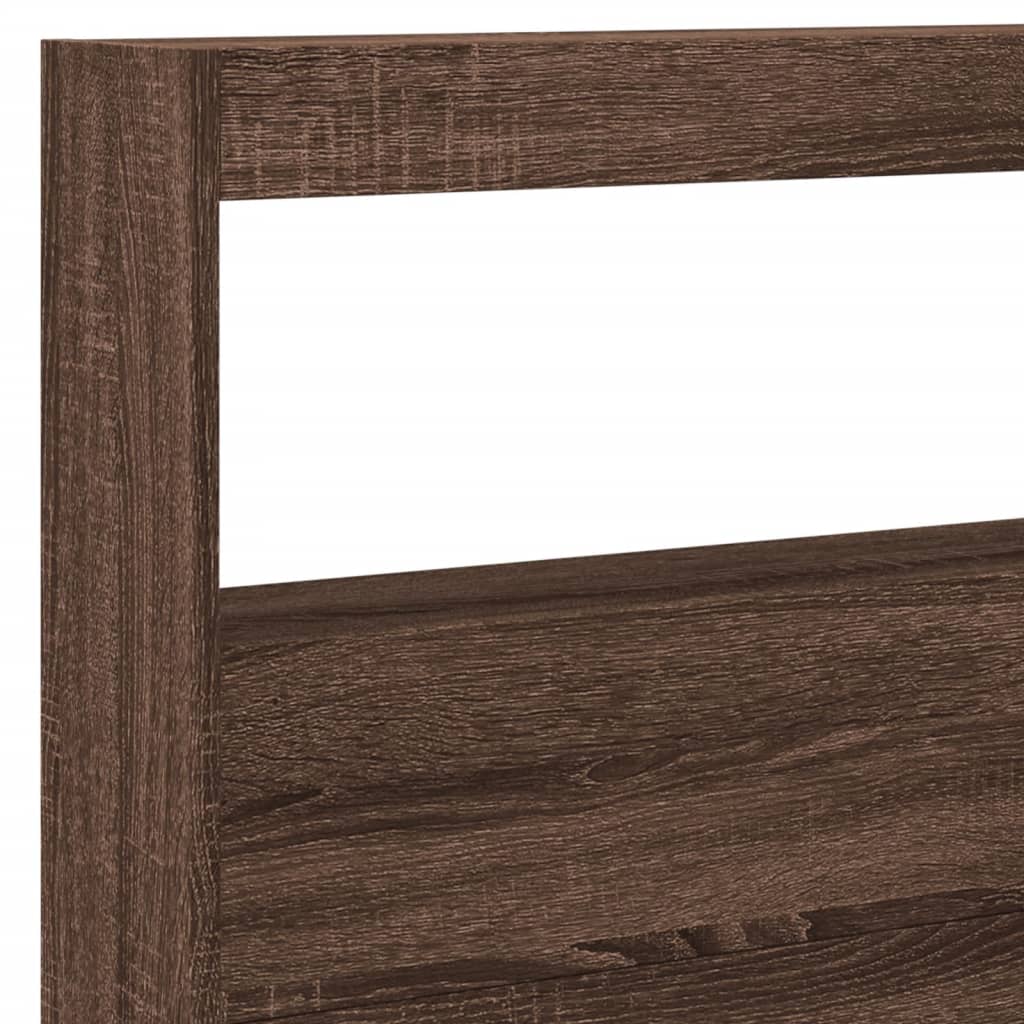 Brown Oak Headboard Cabinet with LED, 220x17x102 cm