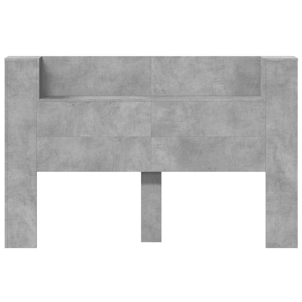 Headboard Cabinet with LED Concrete Grey 160x16.5x103.5 cm