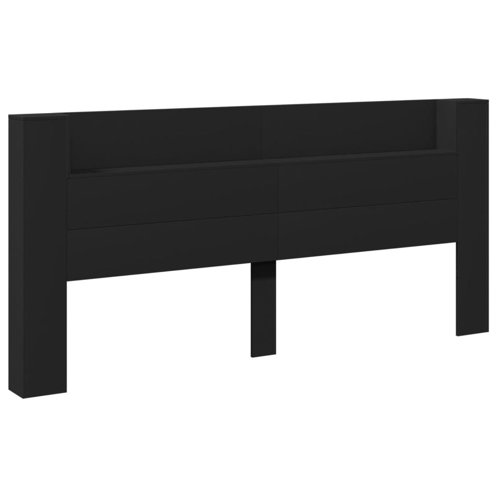 Black LED Headboard Cabinet, 220x16.5x103.5 cm – Modern & Stylish