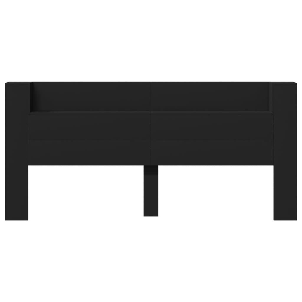 Black LED Headboard Cabinet, 220x16.5x103.5 cm – Modern & Stylish