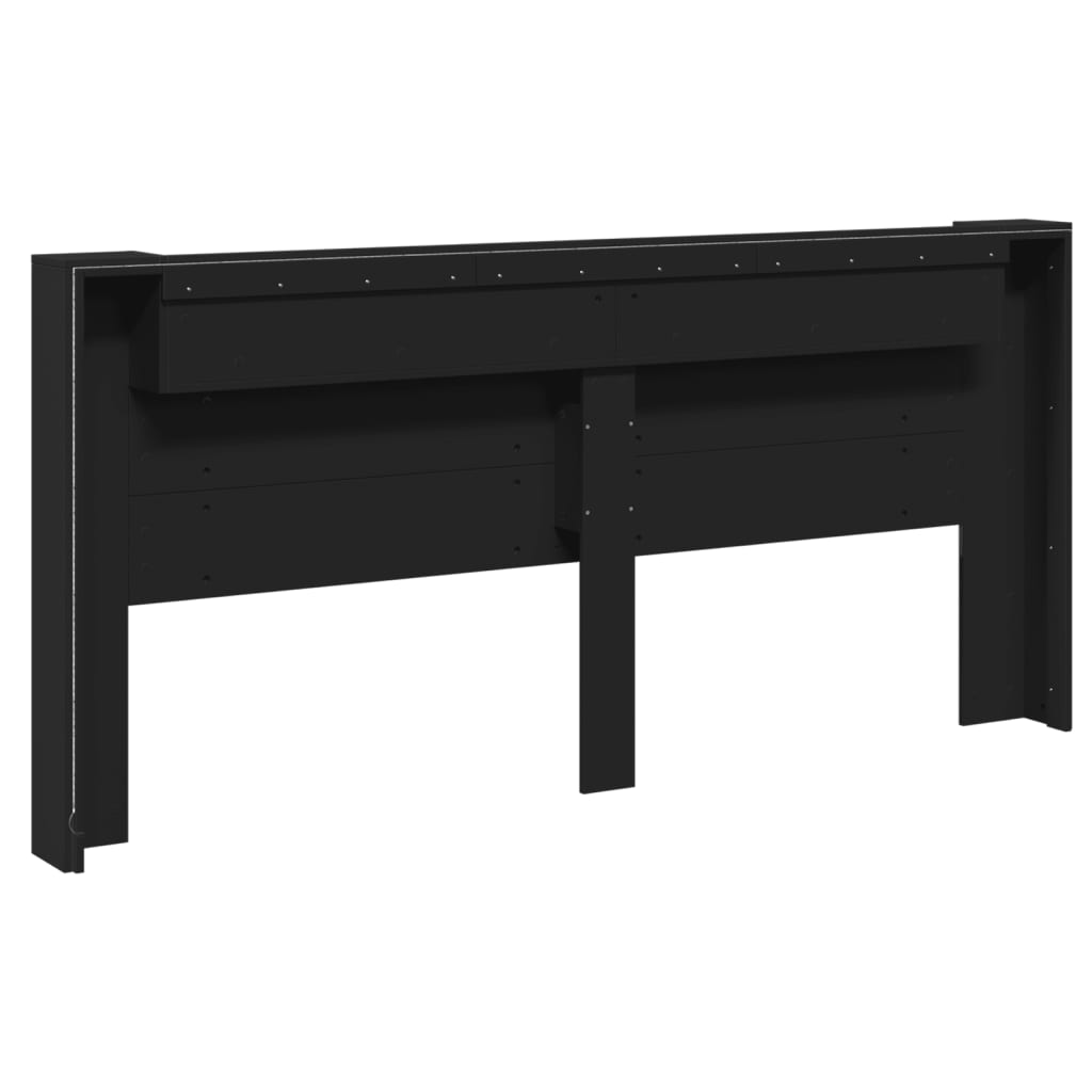 Black LED Headboard Cabinet, 220x16.5x103.5 cm – Modern & Stylish