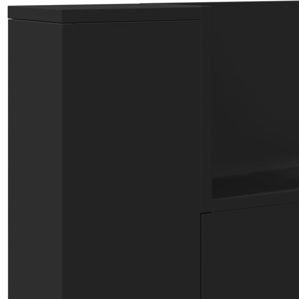Black LED Headboard Cabinet, 220x16.5x103.5 cm – Modern & Stylish