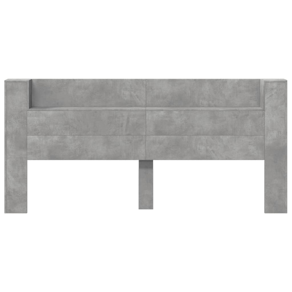LED Concrete Grey Headboard Cabinet, 220x16.5x103.5 cm