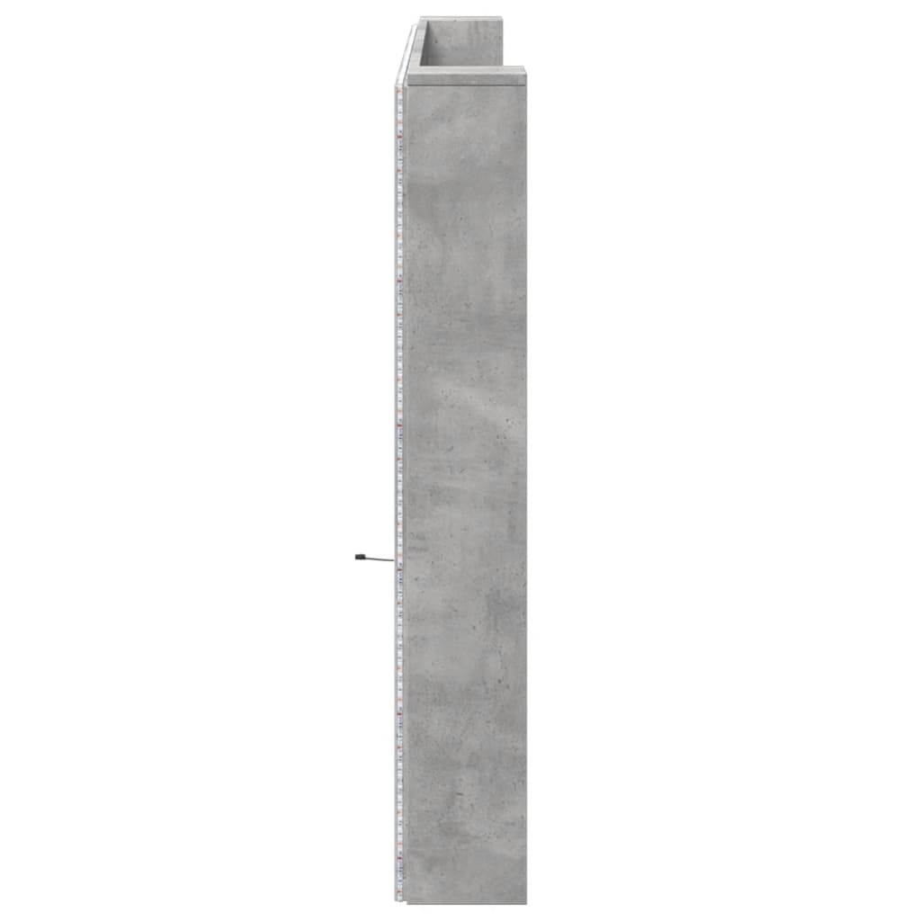LED Concrete Grey Headboard Cabinet, 220x16.5x103.5 cm