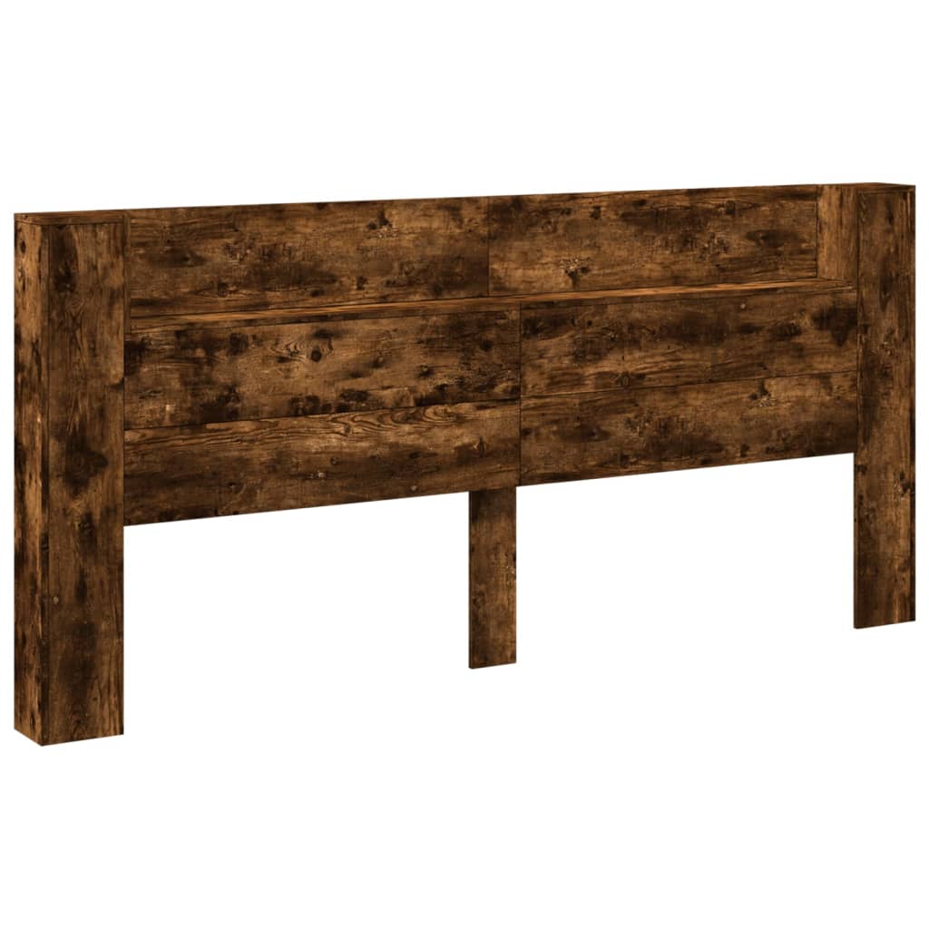 LED Smoked Oak Headboard Cabinet - 220x16.5x103.5 cm