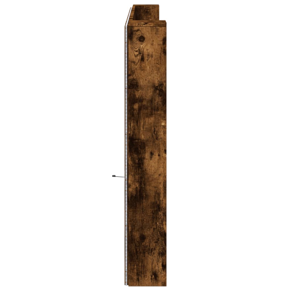 LED Smoked Oak Headboard Cabinet - 220x16.5x103.5 cm