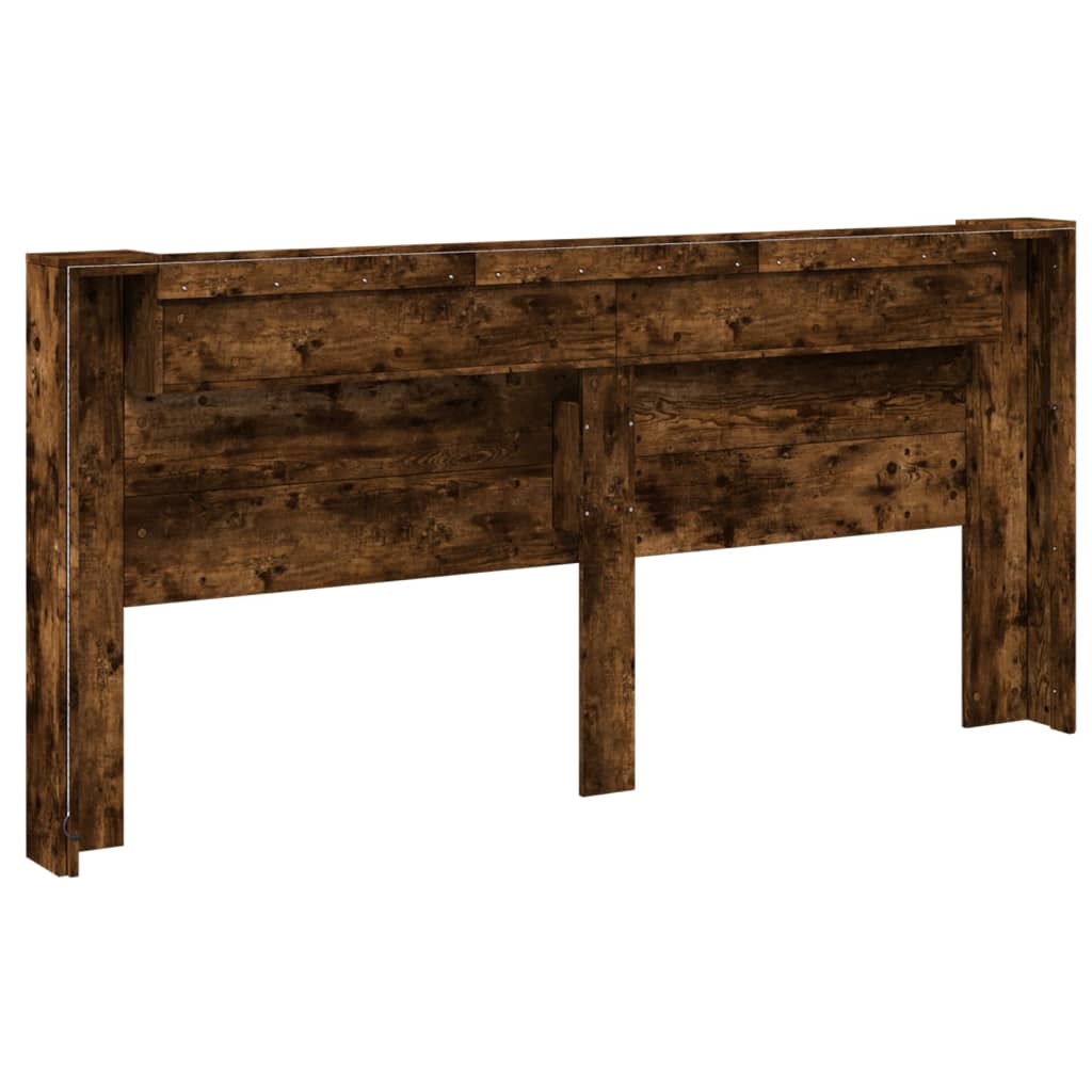 LED Smoked Oak Headboard Cabinet - 220x16.5x103.5 cm