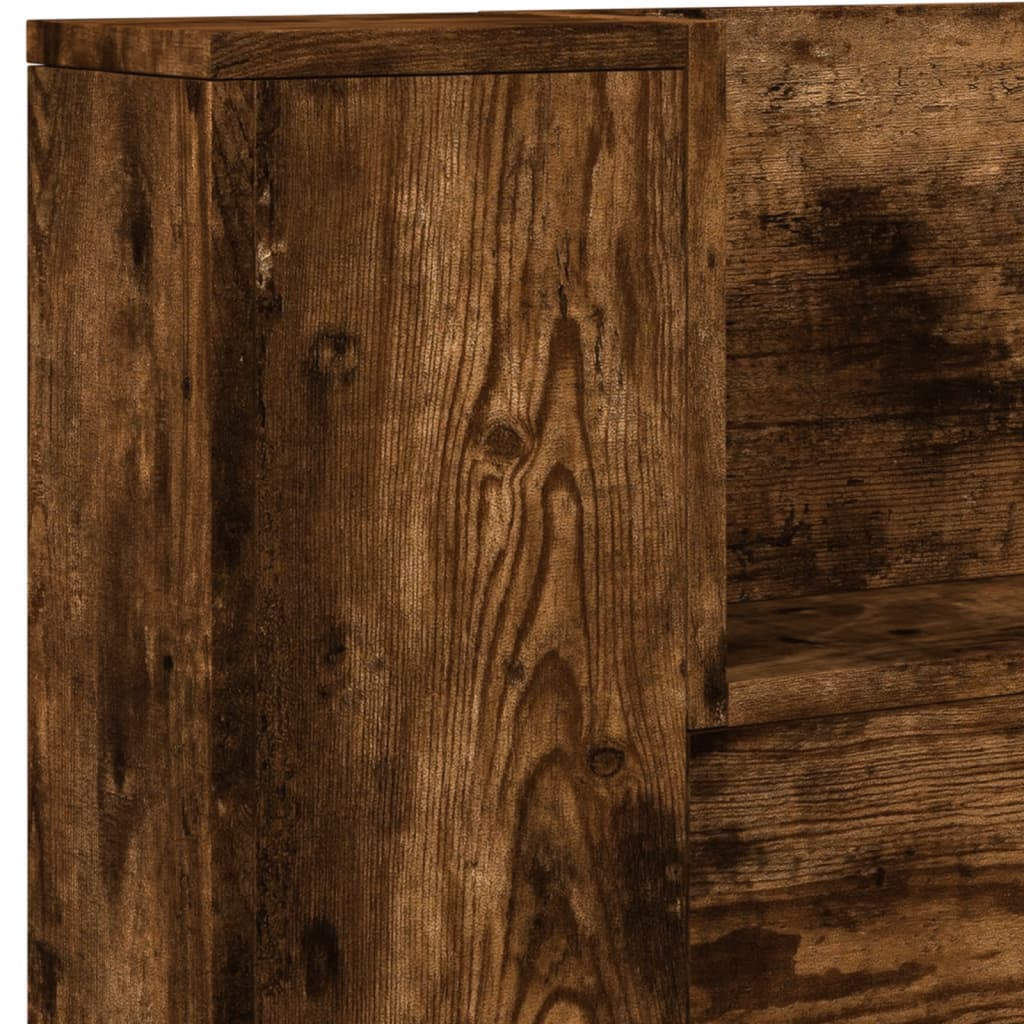 LED Smoked Oak Headboard Cabinet - 220x16.5x103.5 cm