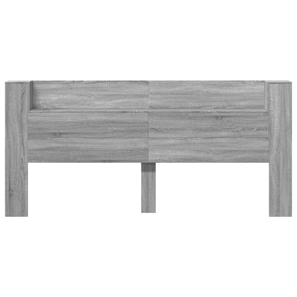 LED Grey Sonoma Headboard Cabinet - 220x16.5x103.5 cm, Stylish & Sleek