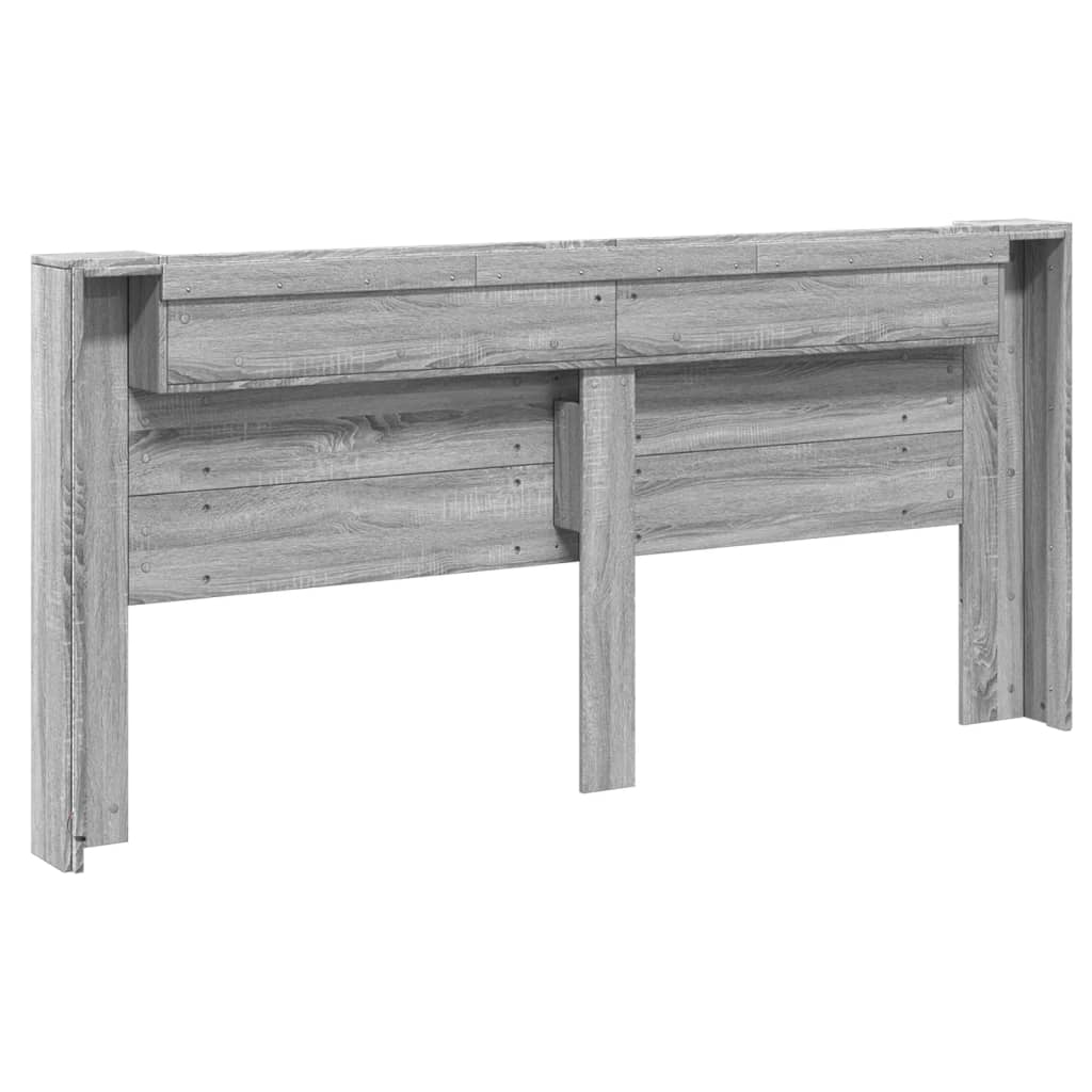 LED Grey Sonoma Headboard Cabinet - 220x16.5x103.5 cm, Stylish & Sleek