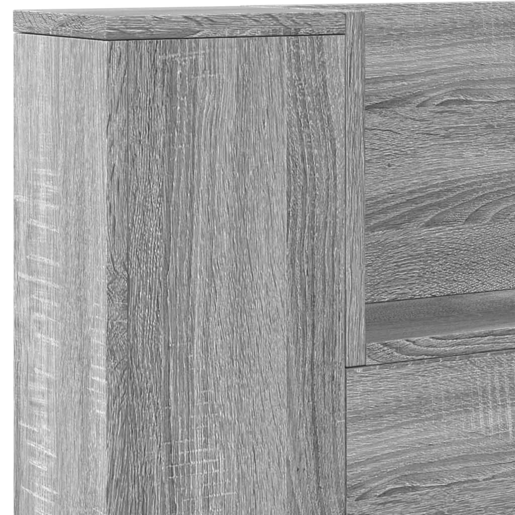 LED Grey Sonoma Headboard Cabinet - 220x16.5x103.5 cm, Stylish & Sleek